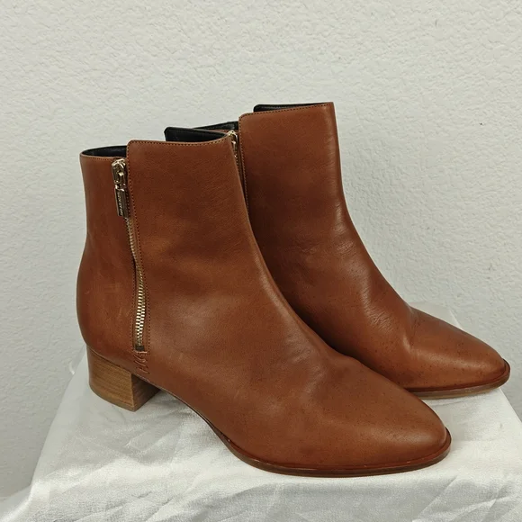 Sarah Flint The Perfect Zip Bootie In Saddle Vachetta Size 40, 9-9.5 Women's - Picture 3 of 16